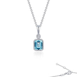 SS/PT 0.91cttw Simulated Diamond & Simulated Aquamarine Pendant Necklace