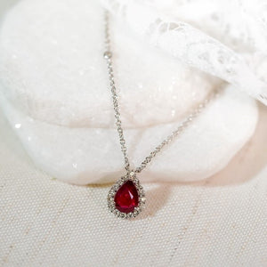 18K White Gold 2.03ct Ruby & 0.41cttw GH-SI1 Diamond Necklace Sz 17