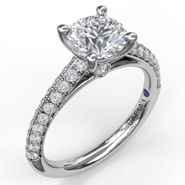 Double Row Diamond Semi-Mount Engagement Ring by Fana