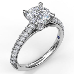 Double Row Diamond Semi-Mount Engagement Ring by Fana