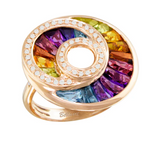 Rose Gold Diamond & Multi Color Gemstone Ring by Bellarri