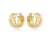 14K Yellow Gold Plain Hammer Huggie Earrings