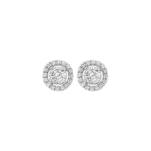 14KW .71cttw Diamond Stud Halo Reflections Earrings SI2 H-I