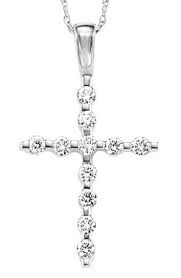 14K White Gold 0.50cttw Diamond Cross Pendant