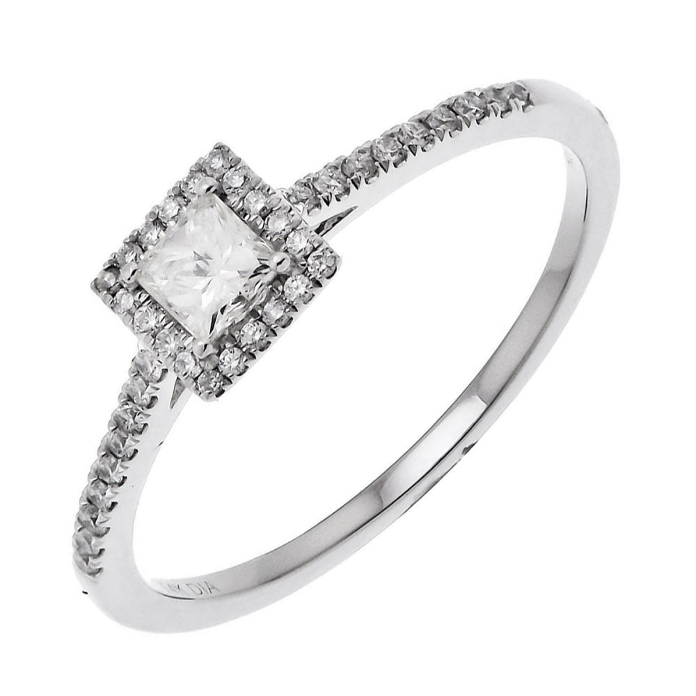 Dainty Princess Cut Square Diamond Engagement Ring