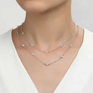 Lafonn Lassaire Simulated Diamonds in Sterling Silver Bonded with Platinum 36" Necklace