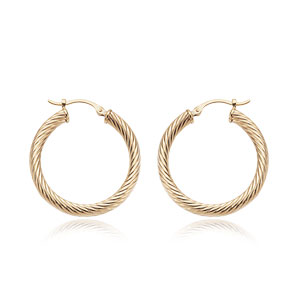 14K Yellow Gold Twisted Tube Hoop Earrings