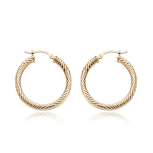 
            
                Load image into Gallery viewer, 14K Yellow Gold Twisted Tube Hoop Earrings
            
        