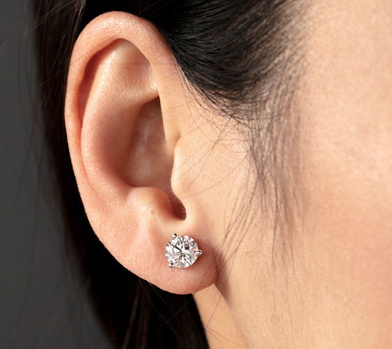 18K White Gold Hearts on Fire Solitaire Diamond Earrings