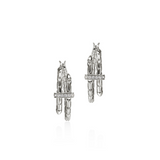 Spear Silver Diamond Pave Hoop Earrings by John Hardy