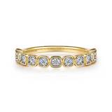 Yellow Gold Bezel Set Diamond Stackable Ring