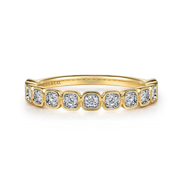 Yellow Gold Bezel Set Diamond Stackable Ring