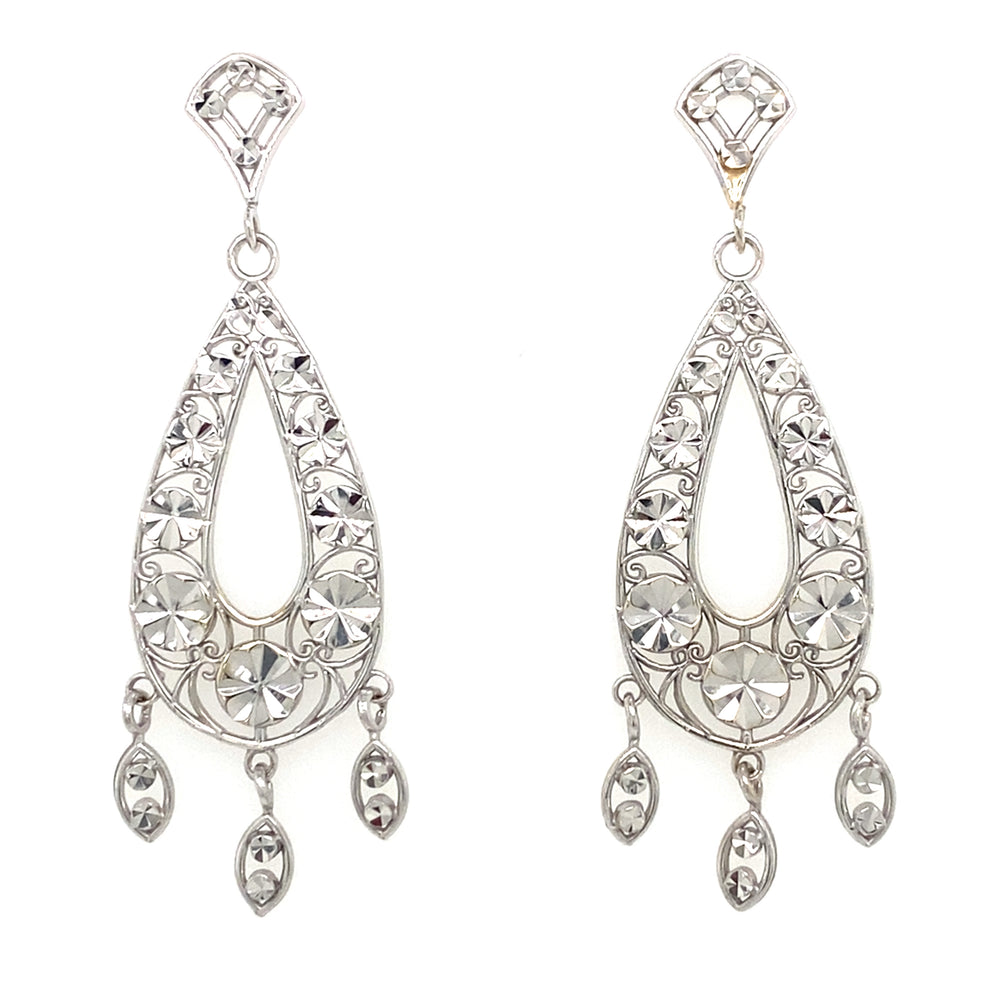 Estate Diamond Cut Dangle Earrings