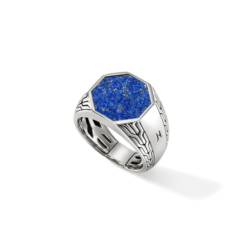 Silver Octagon Signet Ring with Lapis Lazuli Sz 10 by John Hardy