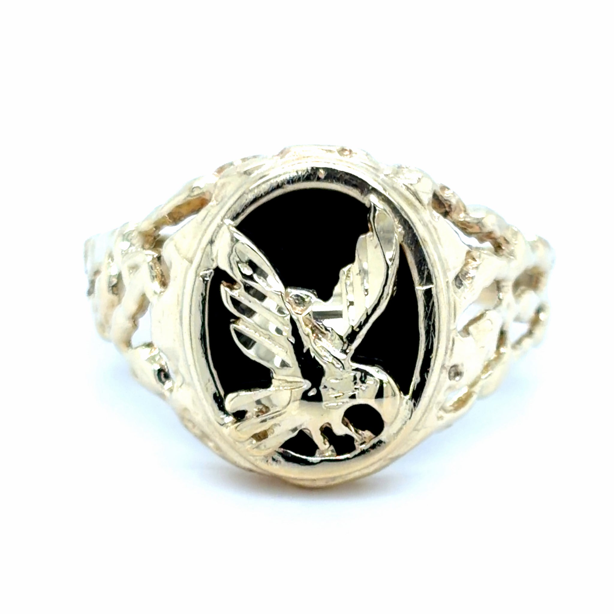 Estate Black Onyx Eagle Ring