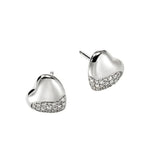 Silver 0.25cttw Diamond Pave Heart Pebble Stud Earrings by John Hardy