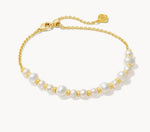 Jovie Gold Plated Beaded Delicate Chain Bracelet in White Pearl by Kendra Scott