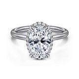 Seattle - 14K White Gold Oval Hidden Halo Diamond Engagement Ring