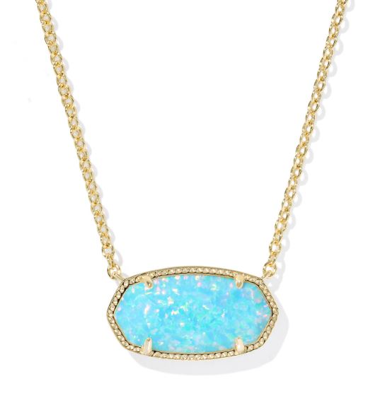 Elisa Gold Plated Light Teal Kyocera Opal Statement Short Pendant Necklace  by Kendra Scott