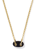 Bailey Gold Plated Black Crystal Pave Short Pendant Necklace by Kendra Scott