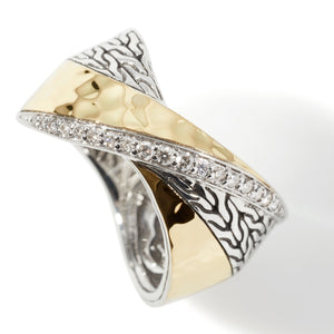 
            
                Load image into Gallery viewer, 18K Gold and Sterling Silver Diamond Ring, size 7, by John Hardy
            
        