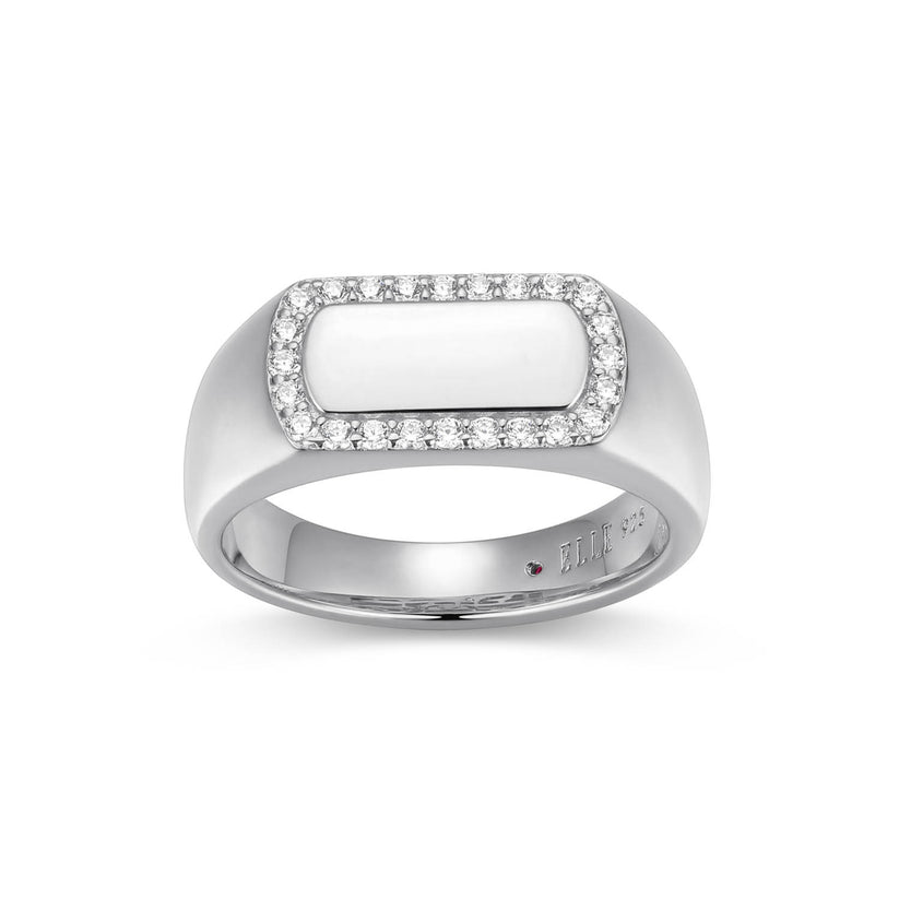Sterling Silver ELLE "Allure 2.0" Rhodium-Plated White CZ Ring