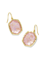 Daphne Gold Plated Light Pink Iridescent Abalone Drop Earrings by Kendra Scott