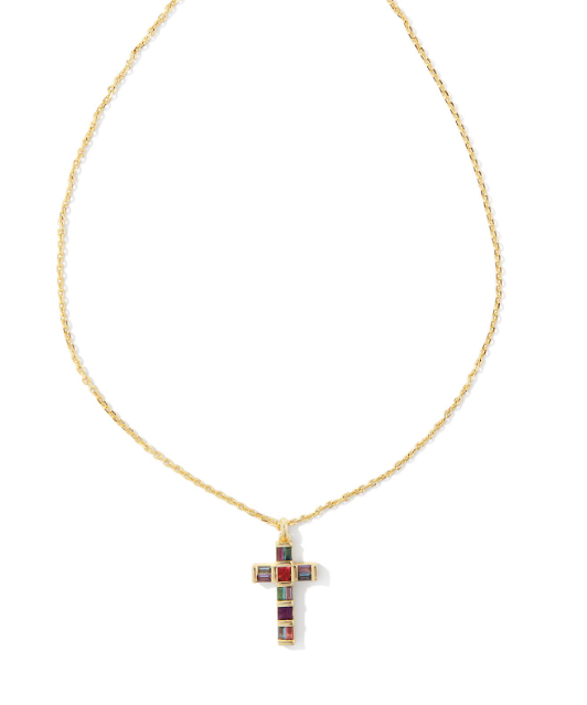 Gracie Yellow Gold Plated Multi Mix Cross Short Pendant Necklace by Kendra Scott