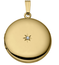 14K Yellow Gold Filled Round 0.02ct Diamond Locket Necklace 20"