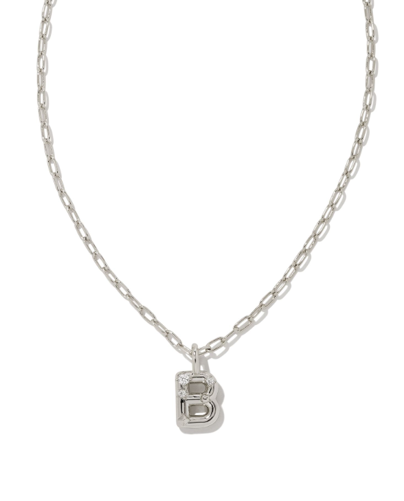 Crystal Letter B Silver White CZ Short Pendant Necklace by Kendra Scott
