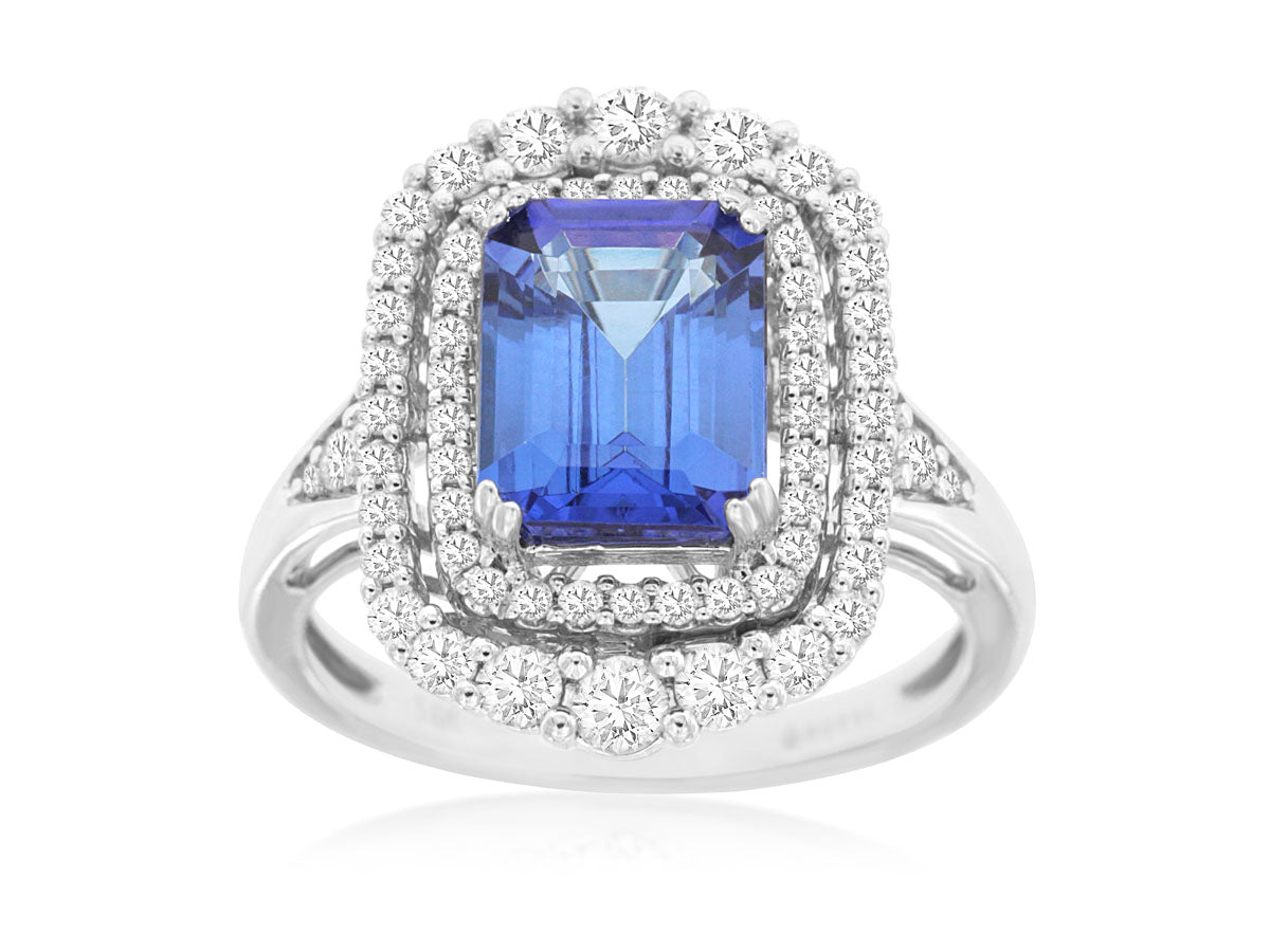 14K White Gold Tanzanite & Diamond Ring by RJM