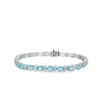 14K White Gold 10.00cttw Blue Topaz & 0.38cttw Diamond Bracelet by RJM