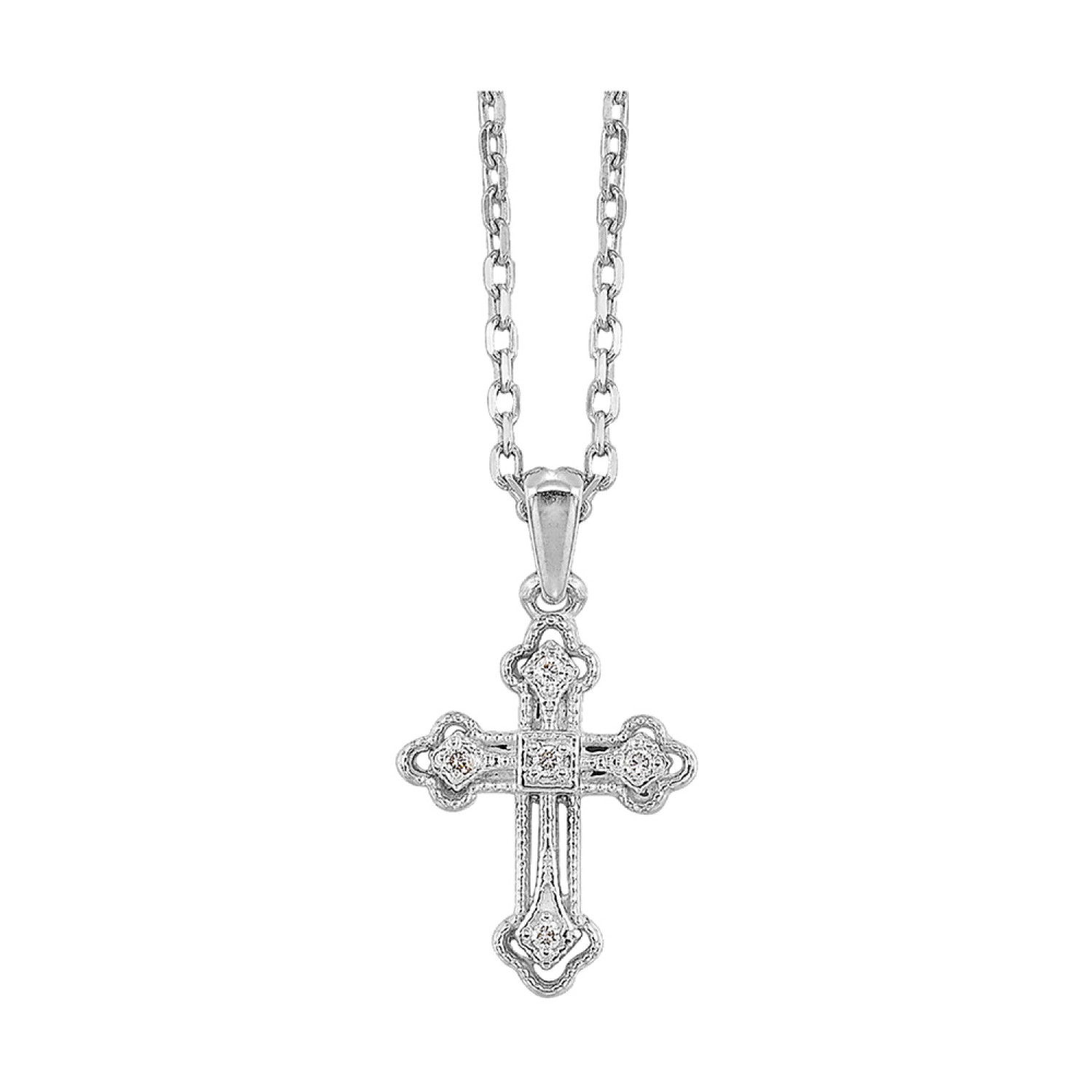 Sterling Silver 0.05cttw Diamond Cross Pendant Necklace