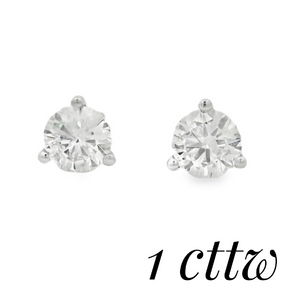 14K White Gold 1.00cttw SI2/3 FG RBC Diamond Stud Earrings