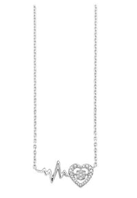 Silver 0.02cttw Diamond Heartbeat Necklace
