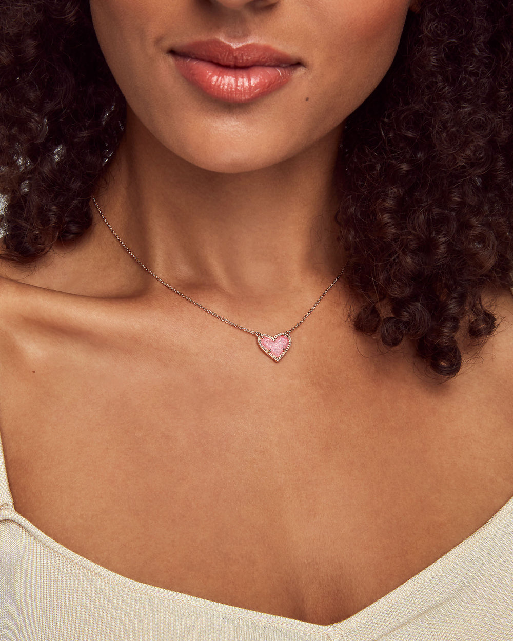 Ari Heart Short Pendant Gold Iridescent Dursy by Kendra Scott