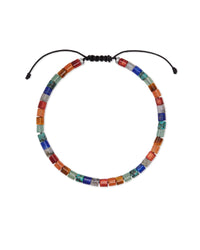 Grey Beaded Bracelet Ox Silver Rainbow Multi Mix Sz M by Scott Bros
