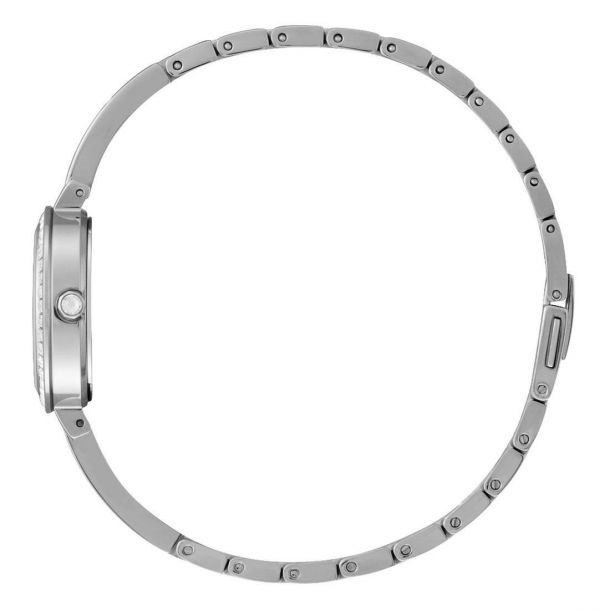 Ladies Eco Drive Silhouette Crystal Princess Cut Bangle Watch with Mother of Pearl Face by Citizen