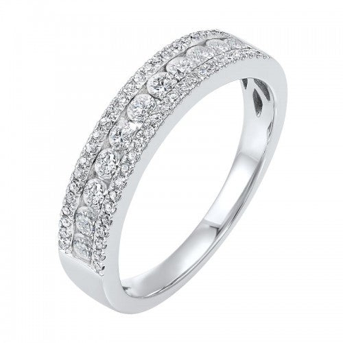 14K White Gold 0.50cttw SI H-I 3 Row Diamond Wedding Band
