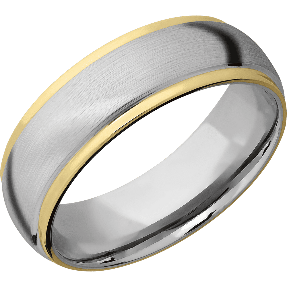 14K White Gold with Satin , Polish Finish and 14K Yellow Gold Inlay