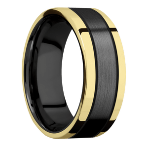 Zirconium with Satin Finish and 14K Yellow Gold Inlay