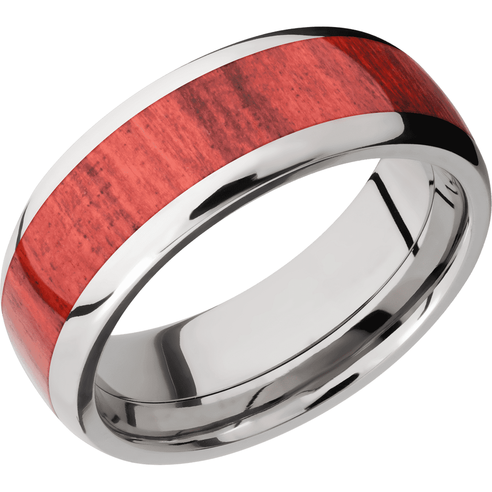 Titanium with Polish Finish and Red Heart Inlay