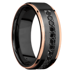 Zirconium with Satin , Polish Finish and 14K Rose Gold Inlay