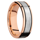 14K Rose Gold with Polish Finish and 14K White Gold Inlay